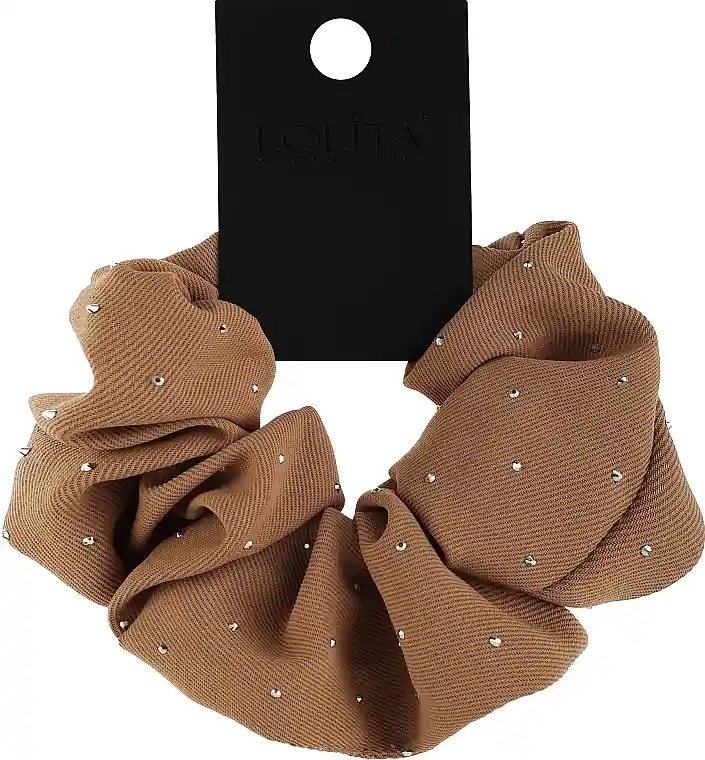 Corduroy Scrunchie with Sequins, 12 cm, beige - Accessories