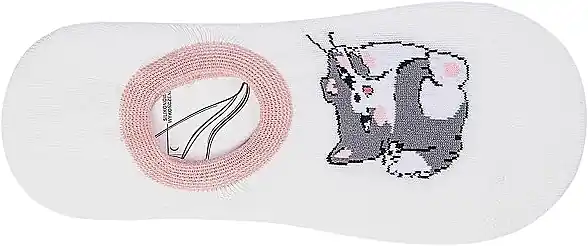 Low cotton socks with kittens, CDB200-006, white-pink