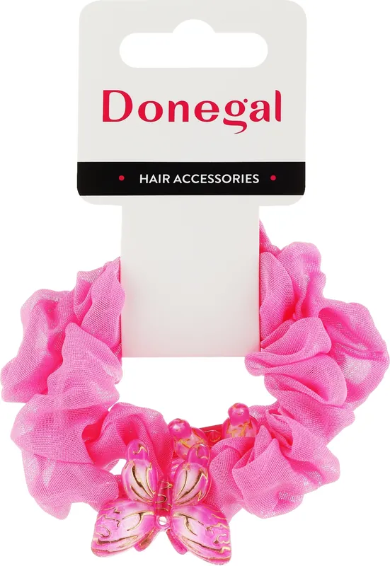 Set of hair elastics FA-5602, 2 pcs., pink with butterflies