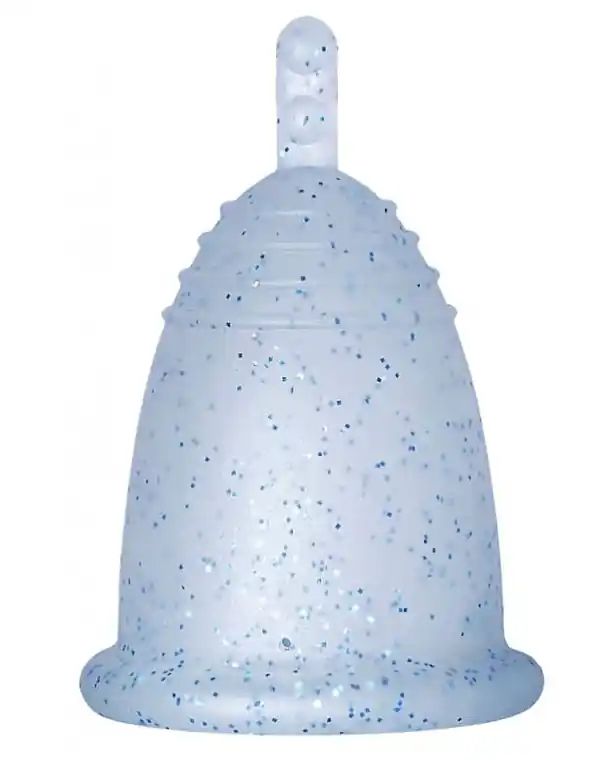 Menstrual Cup with Stem, L size, blue with glitter - Accessories