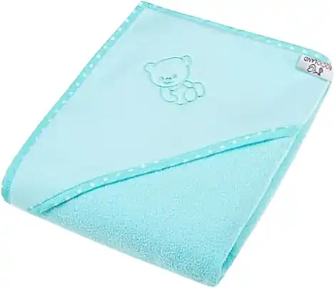 Hooded Towel for Kids, 100% cotton, turquoise with wedmedem, 80x80 cm - Accessories