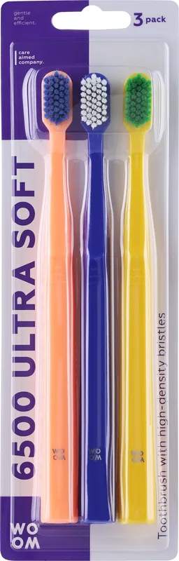 Toothbrush Set, 3 pcs., orange + blue + yellow - Bath and Body