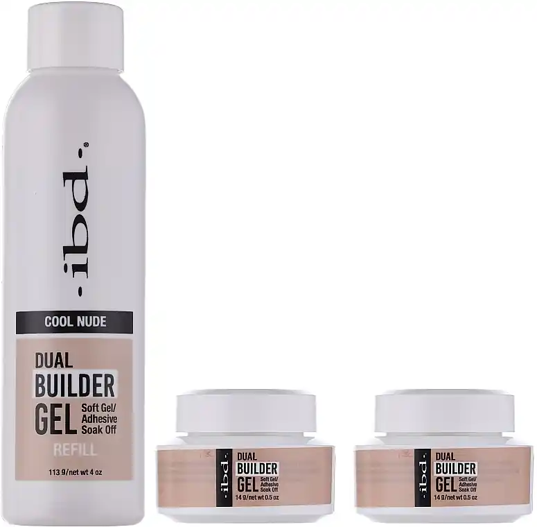 IBD Dual Builder Gel Kit Cool Nude (nail/gel/2x14g + nail/gel/refill/113g) - Nails
