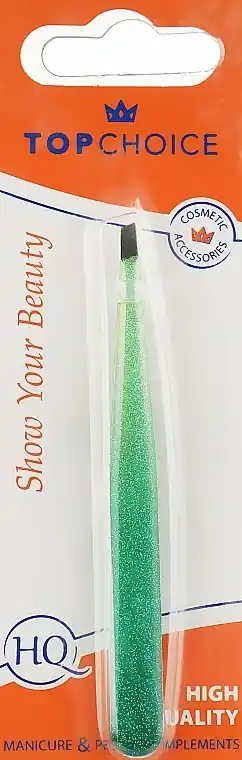 Angled Tweezer "Epoxy Glitter", 75995, green - Accessories