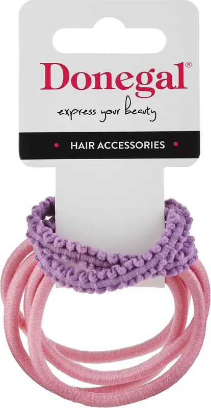 Hair Ties FA-5665, pink 4 pcs. + lilac 2 pcs.