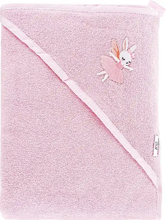 Hooded towel, 100x100 cm, pink with bunny - Accessories