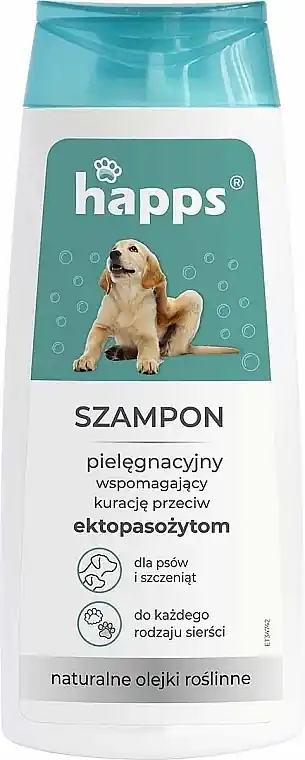 Dog and Puppy Shampoo, Supporting Treatment Against Ectoparasites - Happs