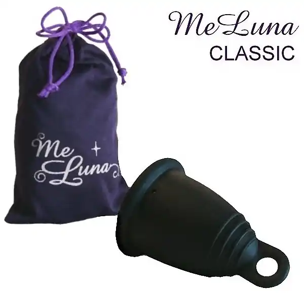 Menstrual Cup with Ring, M-size, black