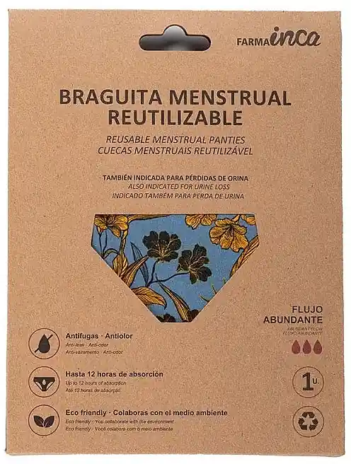 Menstrual Panties, blue with yellow flowers, size XL - Bath and Body