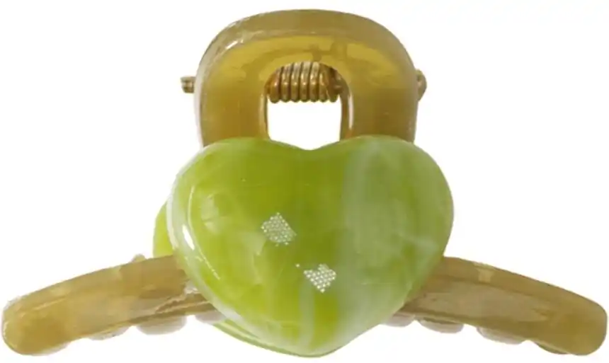Claw Clip, olive green with green heart - Accessories