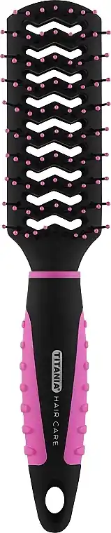 Mini Massage Hair Brush, 9 rows, black and pink - Accessories