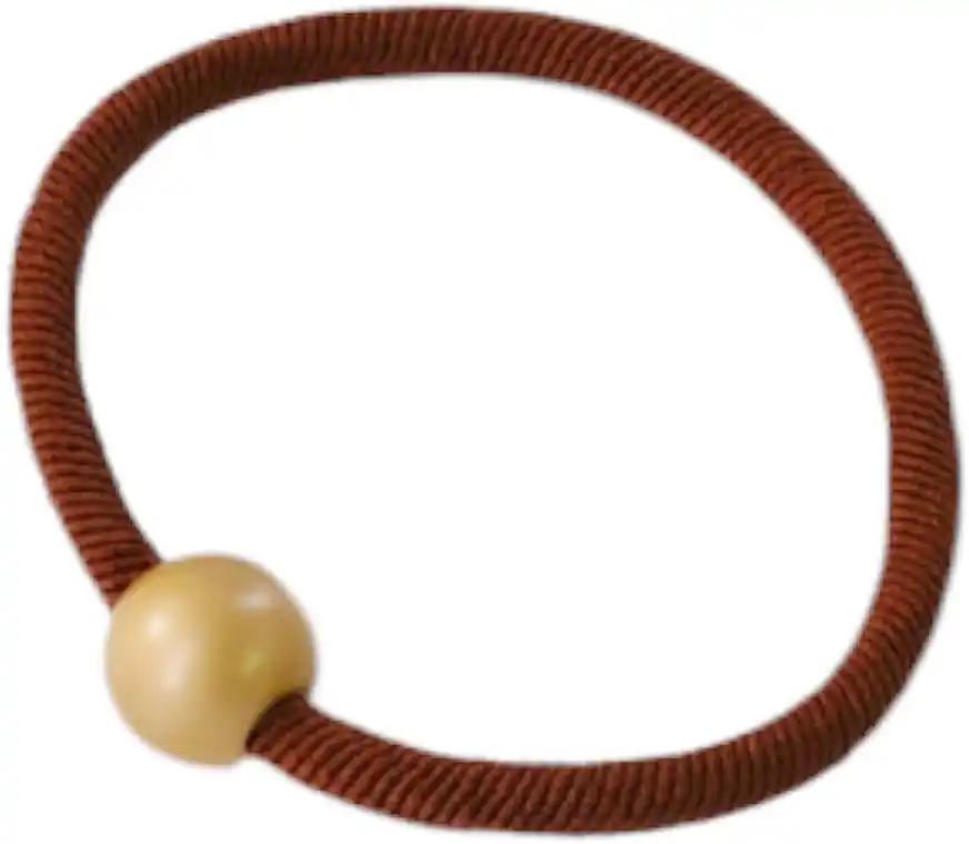 Hair Tie with Bead, brown - Accessories