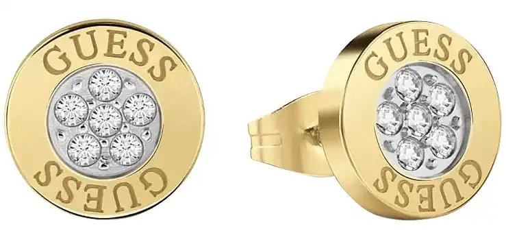 Guess Gold-Plated Stud Earrings with Zircons