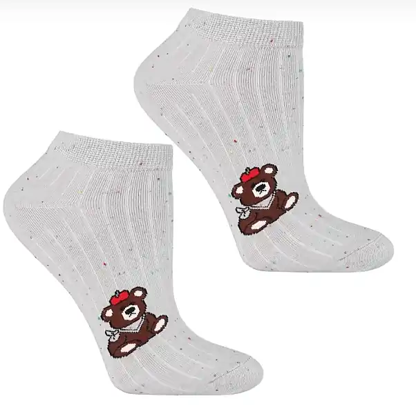 Women Socks with Teddy Bear, CSD240-096, grey