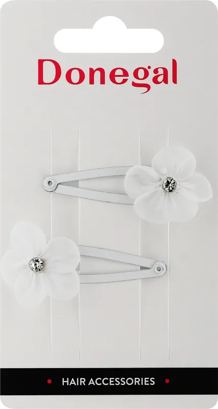 Hair Clips, FA-5738, white flowers with crystals