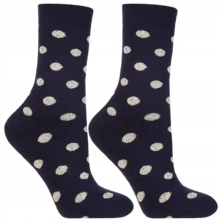 Warm socks, CSL300-344, black with white polka dots