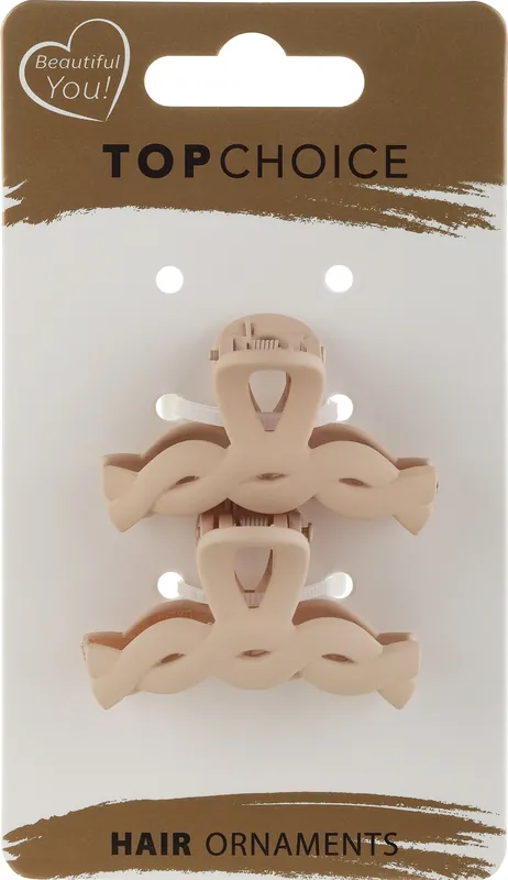 Hair clips, 24474, 2 pcs., light beige - Accessories
