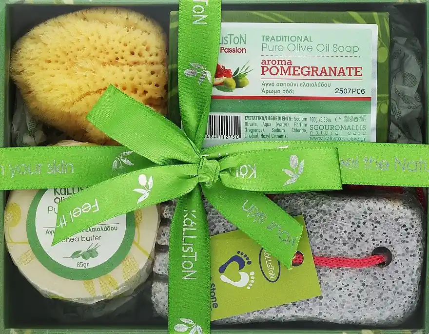 Set, KL0665, pomegranate scented soap, gray pumice - Bath and Body