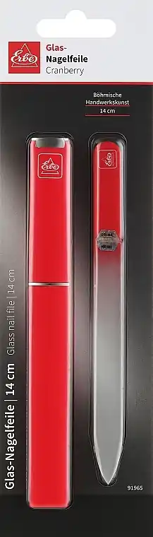 Glass nail file in case 14 cm, red - Accessories