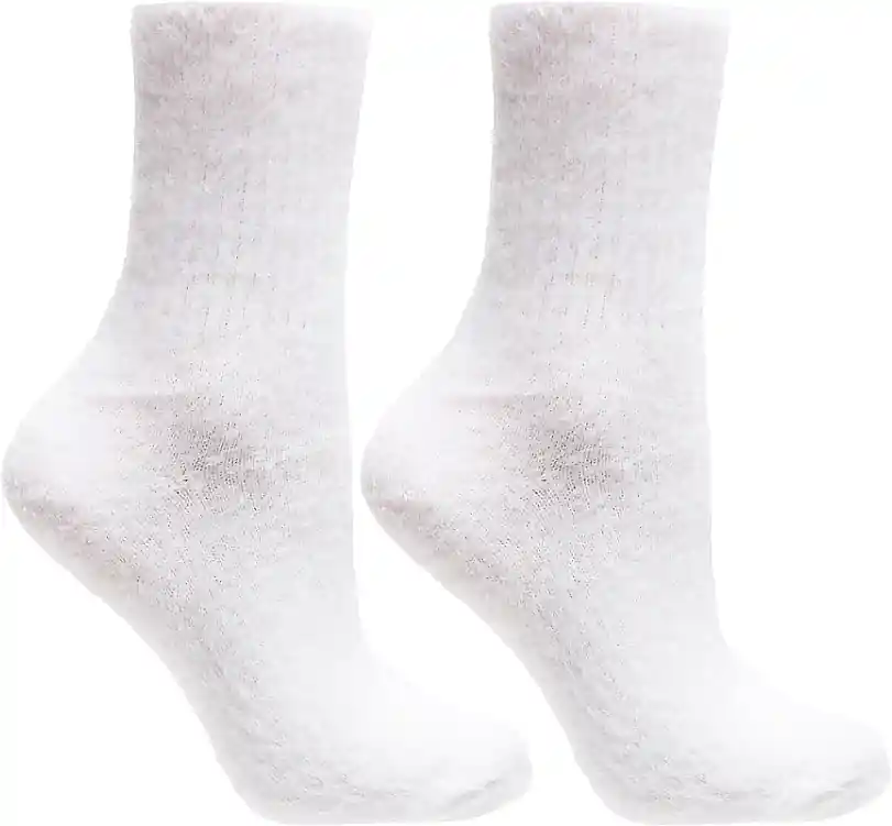 Long women's socks with fur trim, CDC400-524, white