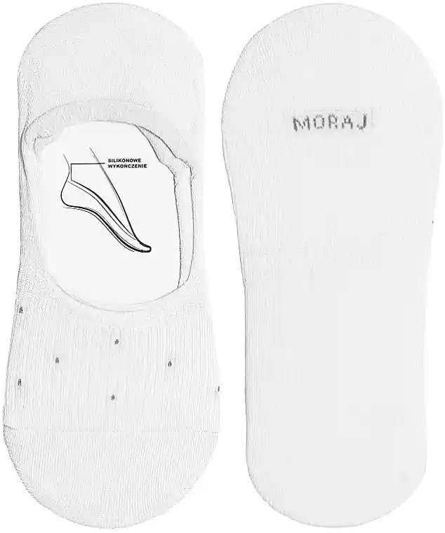 Women's low socks with silicone heel, white - Clothes