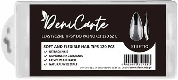 Flexible Transparent Nail Tips 'Stiletto', 120 pcs. - Nails