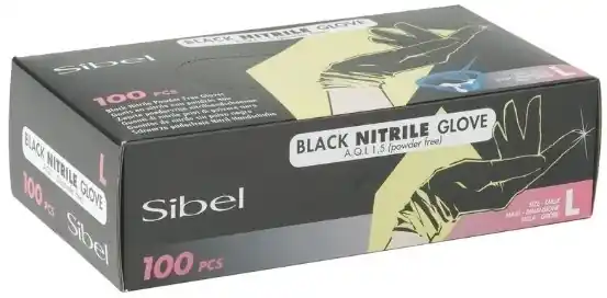 Nitrile Gloves, powder-free, black, size L