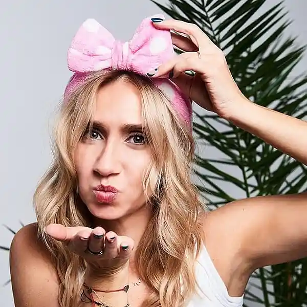 Hairband, pink with white dots - Accessories