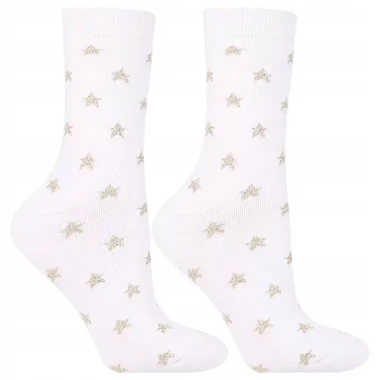 Warm socks, CSL300-344, white with gray stars