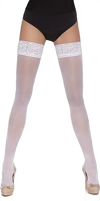 Vivien Lace Stockings, 40 Den, white - Clothes