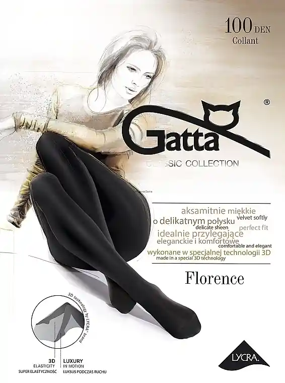 Florence 3D Cotton Tights, 100 Den, nero - Clothes