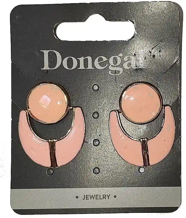 Square Stud Earrings with Stone, 6422, pink with round element - Costume jewelry