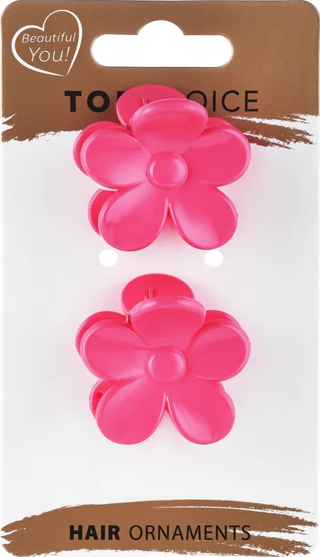 Flowers Hair Clips, 21442+1, 2 pcs., dark pink - Accessories