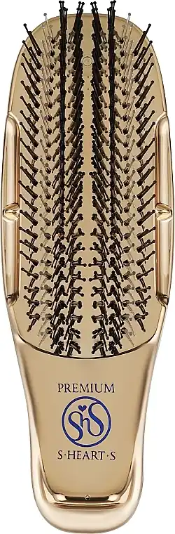 Hair and scalp massage brush with short handle, gold - Accessories