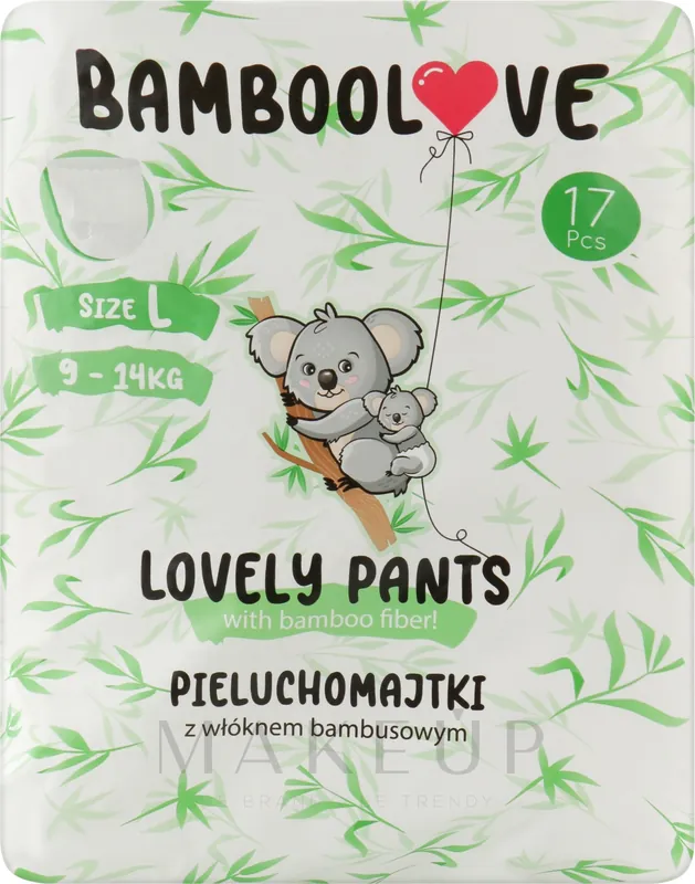 Bamboo Diapers-Panties, L (9-14 kg), 17 pcs