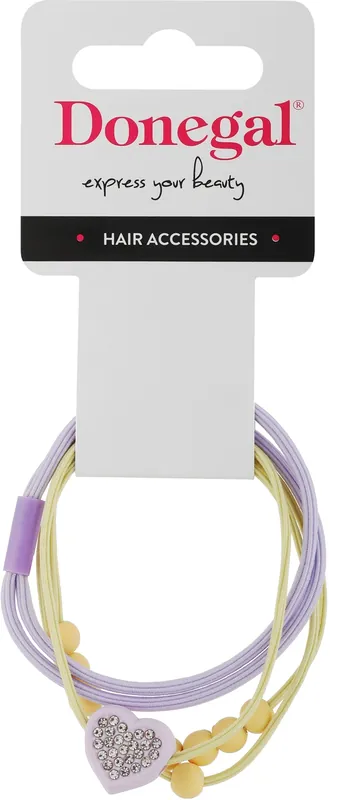 Hair Ties, FA-5697, lemon + lilac with heart