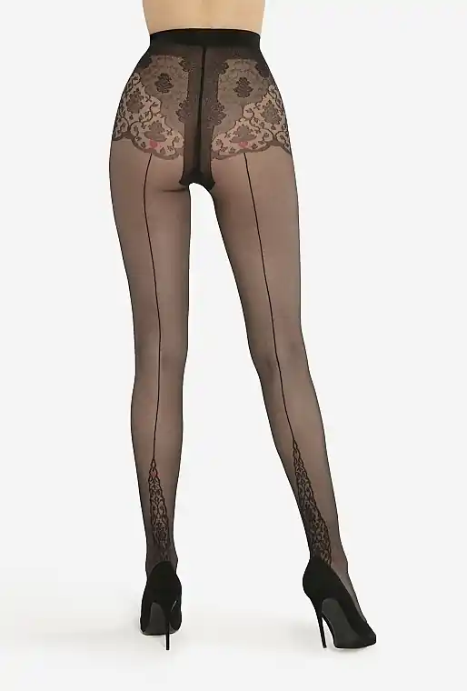 Astrea 02 Tights with Back Seam, nero-red