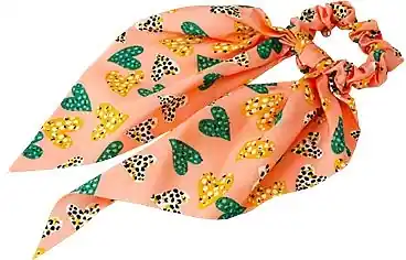 Scarf Scrunchie, peach with heart - Accessories