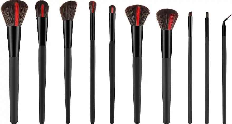 Makeup Brush Set in a Cosmetic Bag, 10 Pieces - Accessories
