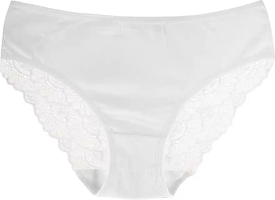 Women Cotton Bikini with Lace, white - Clothes