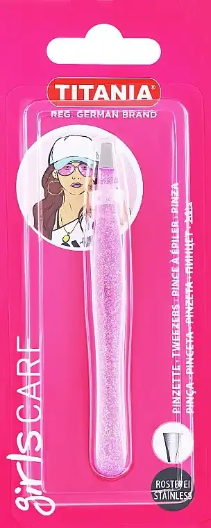 Straight Tweezers, stainless steel, 9.2 cm, shiny purple, in blister - Accessories