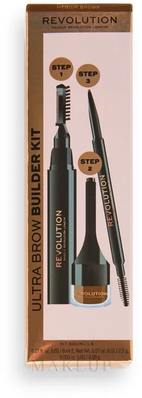 Makeup Revolution Ultra Brow Builder (wax/8ml + brow/pomade/2,2g + eye/crayon/0,09g)
