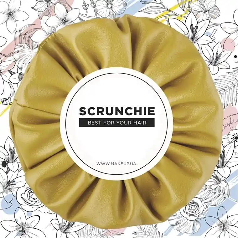 Hair Scrunchie "Faux Leather Classic", mustard - Accessories