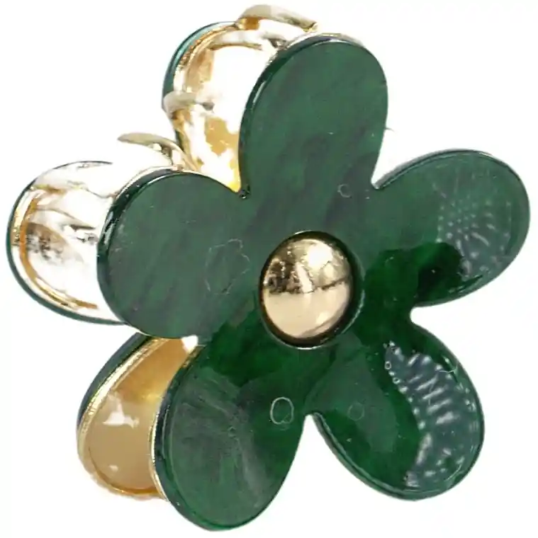 Flower Hair Clip, malachite-gold, large