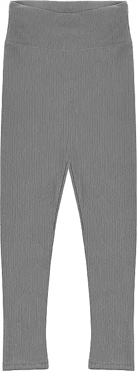 Women High-Waisted Ribbed Leggings, grey