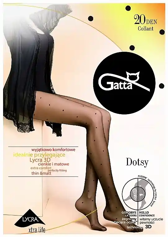 Tights "Dotsy W.03" 20 Den, black - Clothes