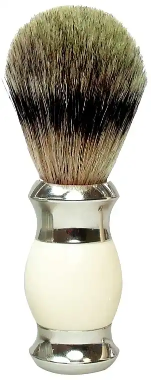 Badger Hair Shaving Brush, polymer handle, silver beige - Men