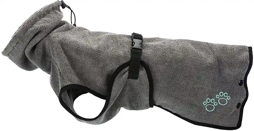 Dog Bathrobe, Gray, Terry, Size XL-75 cm