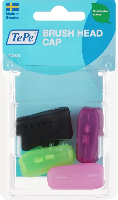 Toothbrush Protective Cap, 4 pcs, Green + Black + Pink + Burgundy - Bath and Body