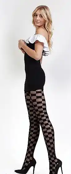 Women Knee-Socks 'Checkmate', 20 Den, nero